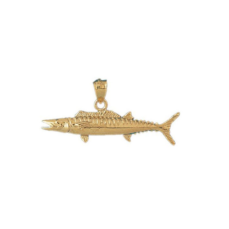 14k Yellow Gold Salmon Pendant Nautical Charm Fisherman Gift