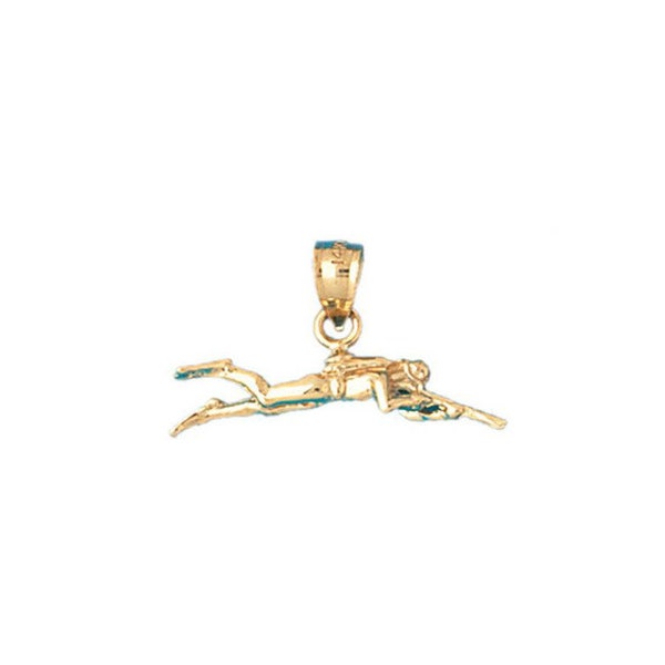 14k Gold Scuba Diver Pendentif Nautical Charm