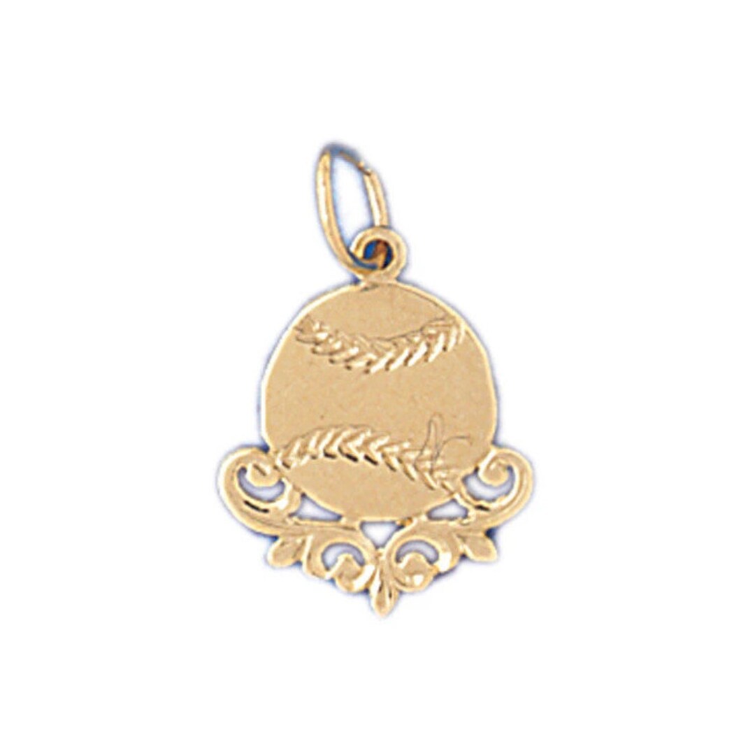 14k Solid Yellow Gold Baseball Charm Sports Pendant Baseball Gift Etsy