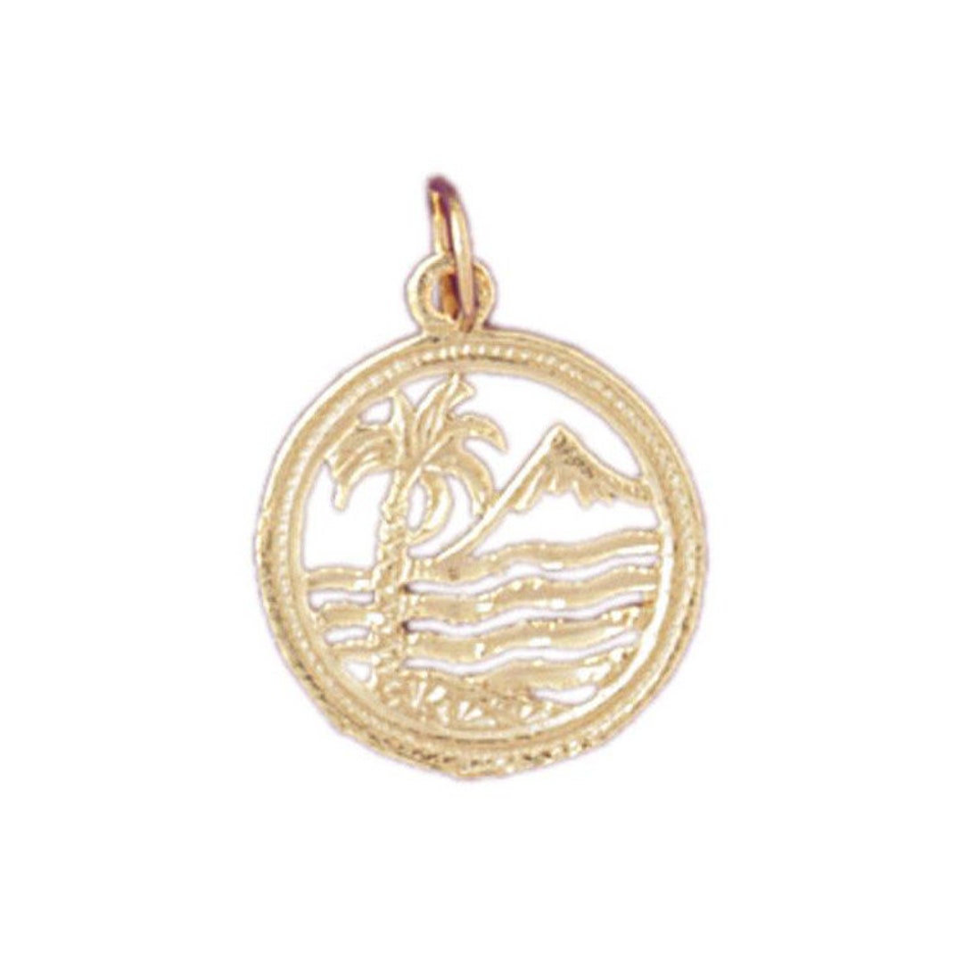 14k Yellow Gold Palm Tree Pendant Small Charm Gift - Etsy