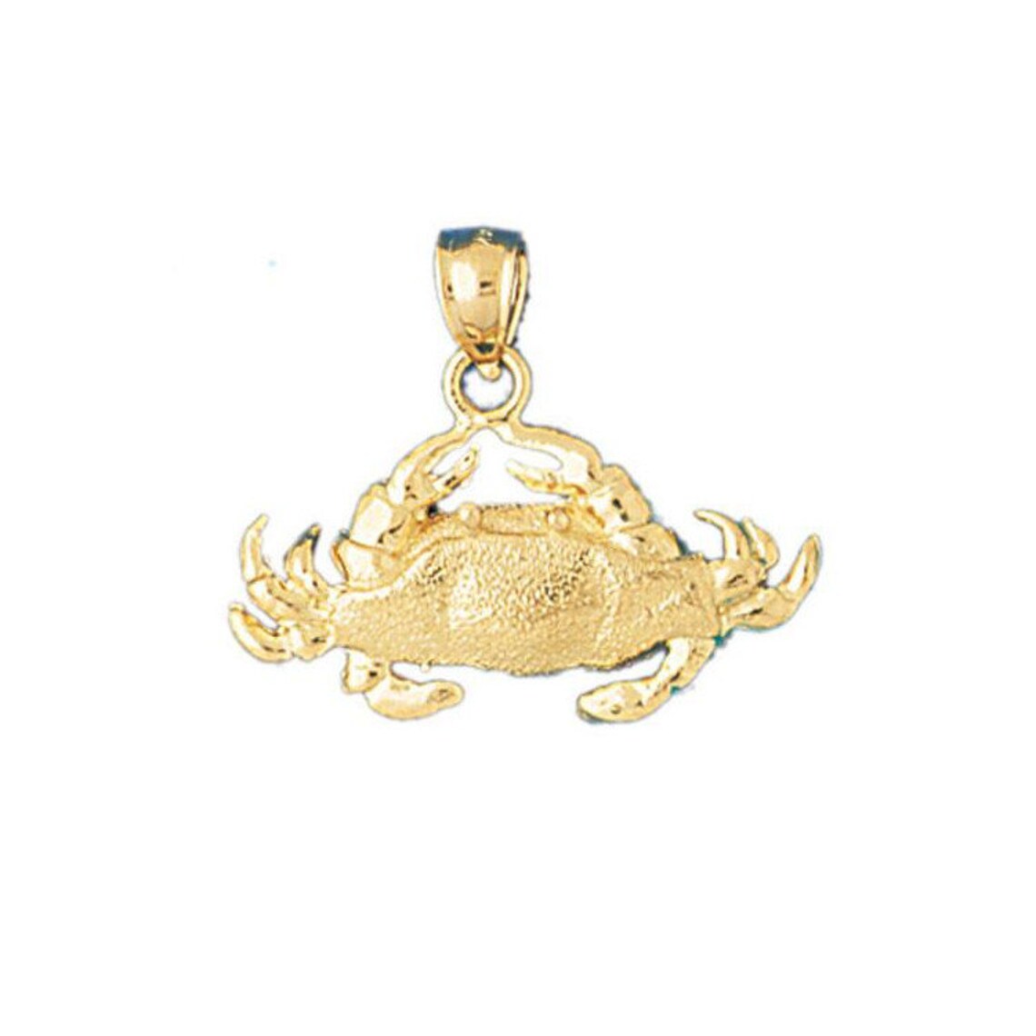 14k Solid Yellow Gold Crab Pendant Nautical Charm - Etsy