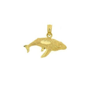 14k Solid Gold Whale Pendant Nautical Charm