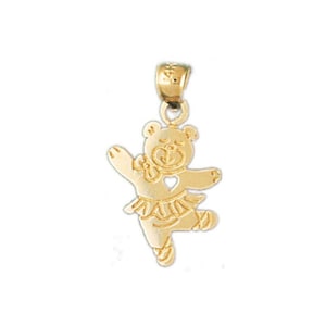14k Solid Yellow Gold Teddy Bear Charm Animal Baby Bear Pendant