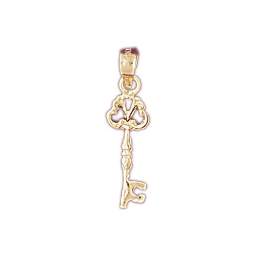 14k Solid Gold Key Pendant Charm Key to My Heart Love Etsy
