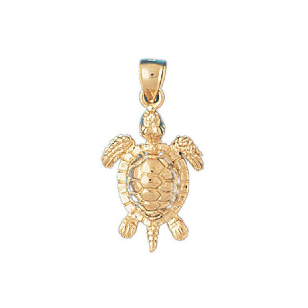 14k Solid Yellow Gold Turtle Pendant Nautical Charm Etsy UK