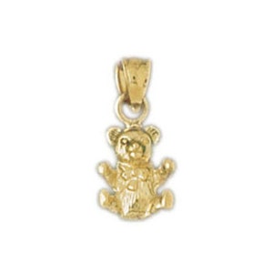 14k Solid Yellow Gold Teddy Bear Charm Animal Baby Bear Pendant