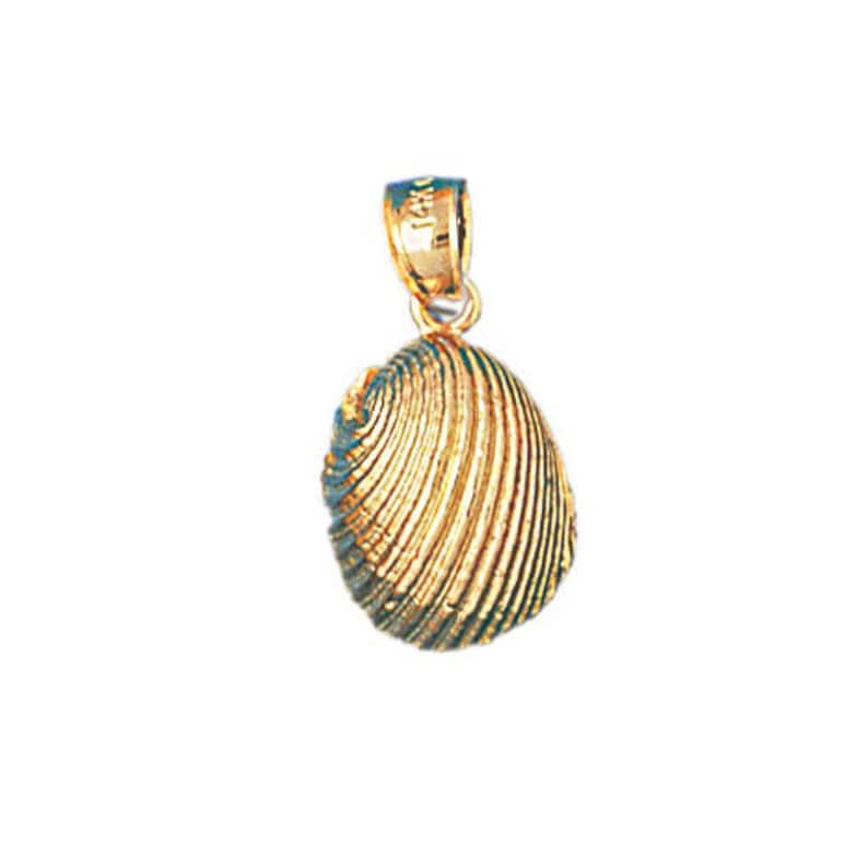 14k Yellow Gold Shell Nautical Charm Pendant