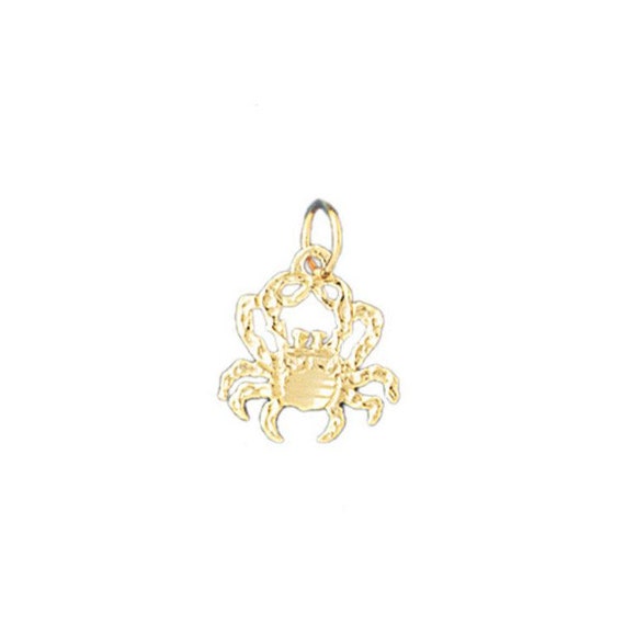 14k Solid Yellow Gold Crab Pendant 