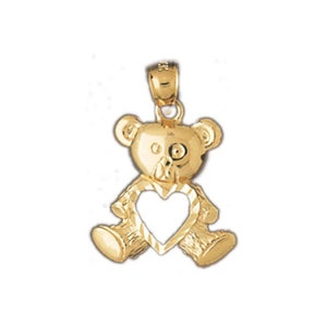 14k Solid Yellow Gold Teddy Bear Charm Animal Baby Bear Pendant