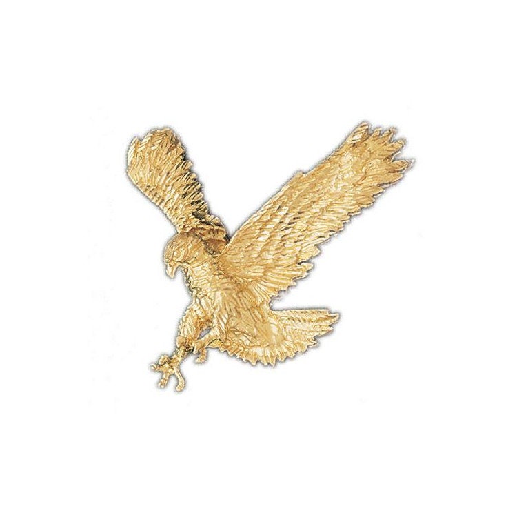14k Solid Yellow Gold Eagle Charm Animal Bird Pendant | Etsy
