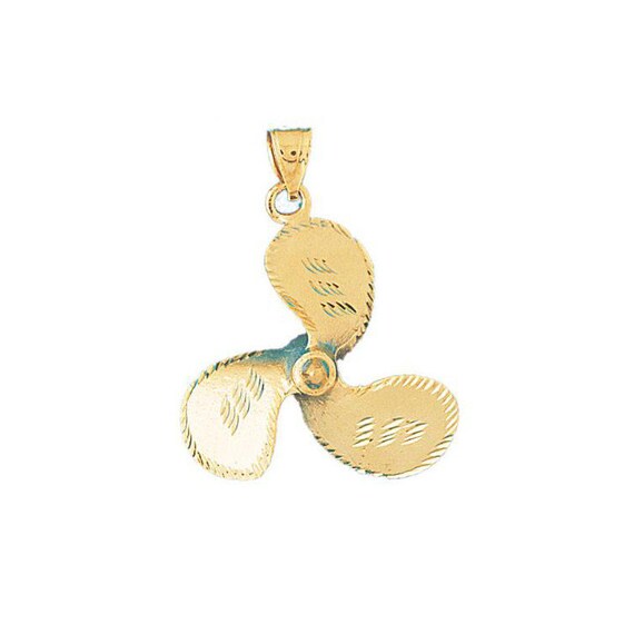 14k Solid Yellow Gold Gold Boat Propeller Charm Nautical Pendant