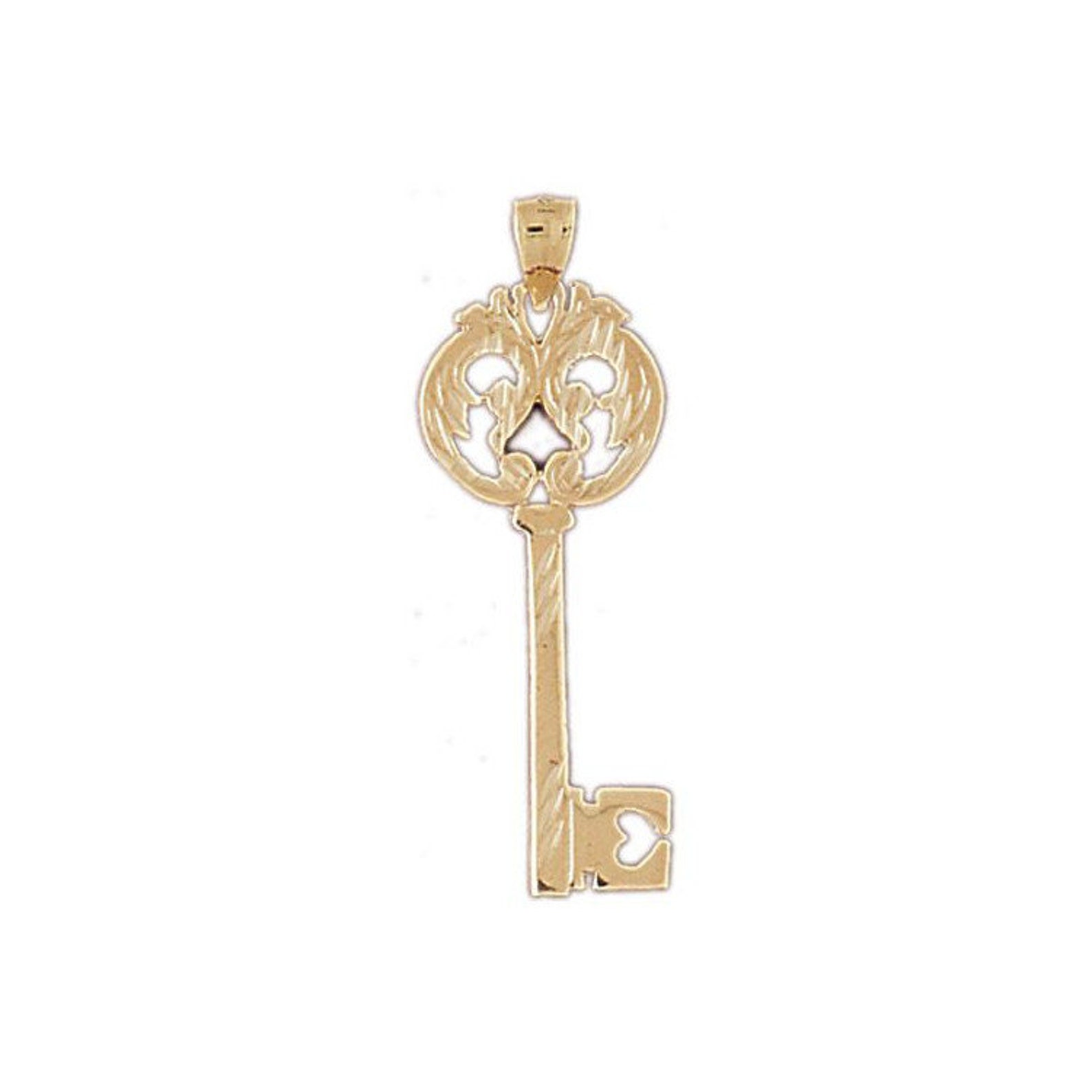 14k Solid Gold Key Pendant Charm Key to My Heart Love Etsy