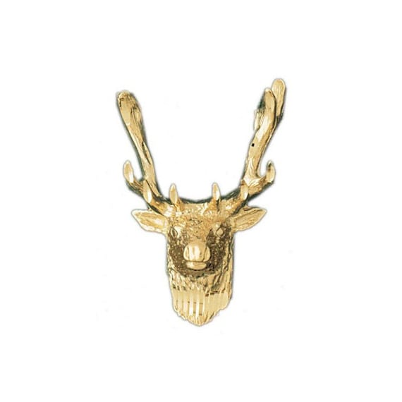 14k Solid Yellow Gold Deer Charm Animal Elk Pendant