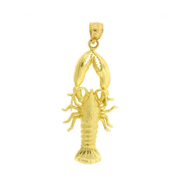 14k Solid Yellow Gold Lobster Pendant Nautical Charm - Etsy UK