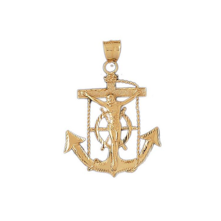 14k Solid Gold Mariner Cross Pendant Religious Pendant Etsy