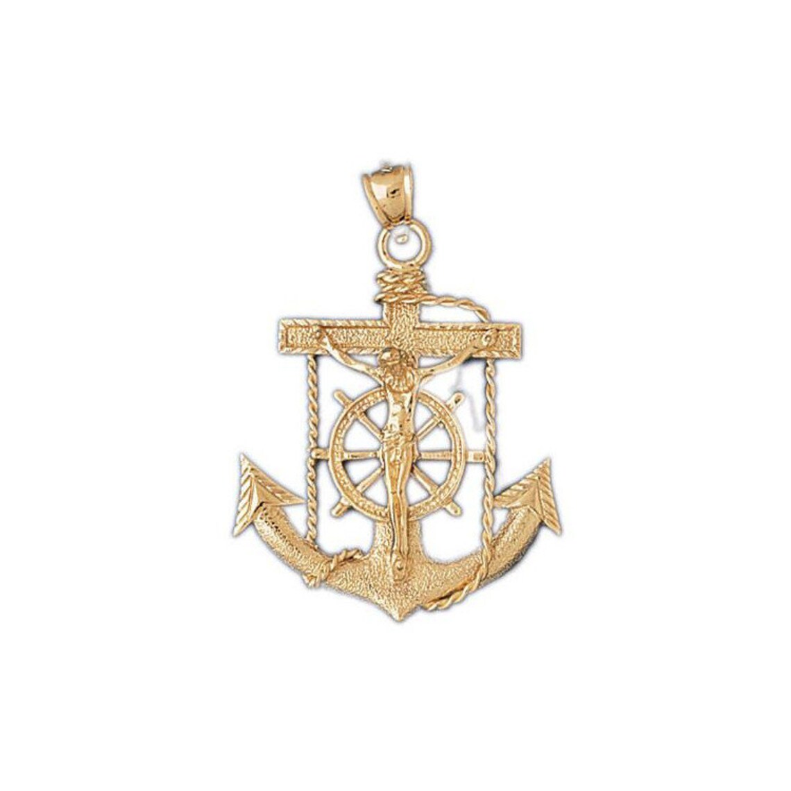 14k Solid Gold Mariner Cross Pendant Religious Pendant Etsy