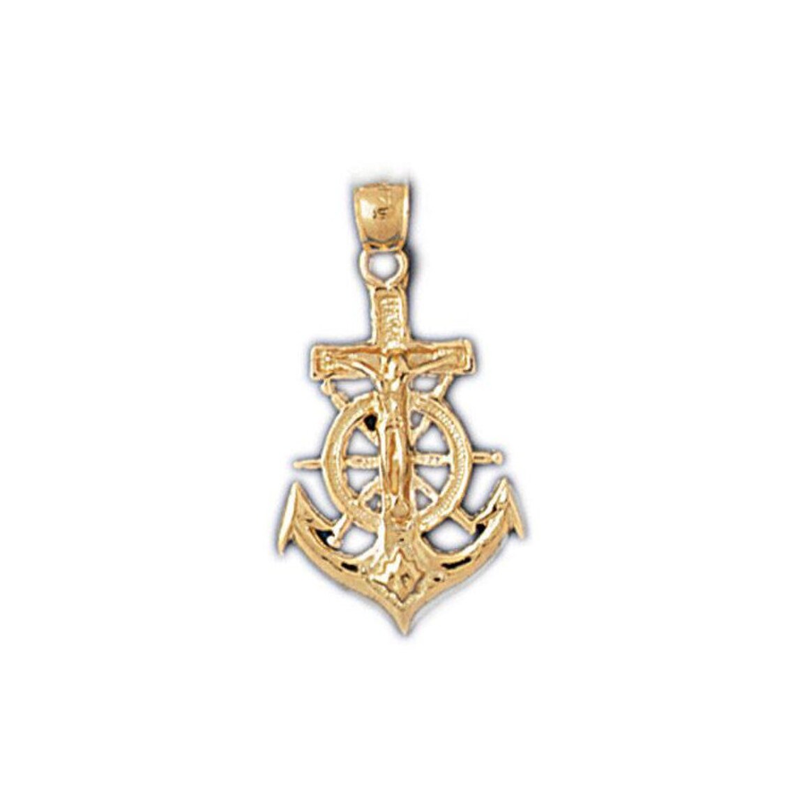 14k Solid Gold Mariner Cross Pendant Religious Pendant Etsy