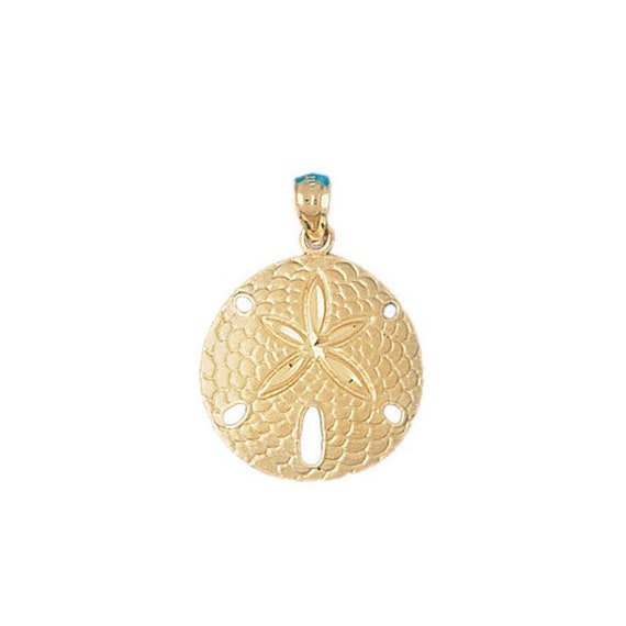 14k Yellow Gold Sand Dollar Pendant Nautical Charm - Etsy