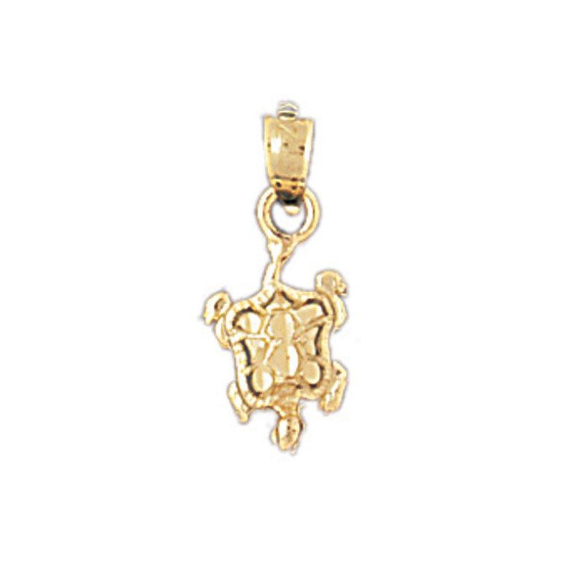 14k Solid Yellow Gold Turtle Pendant Nautical Charm Etsy