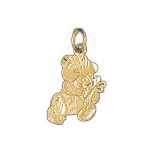 14k Solid Yellow Gold Teddy Bear Charm Animal Baby Bear Pendant