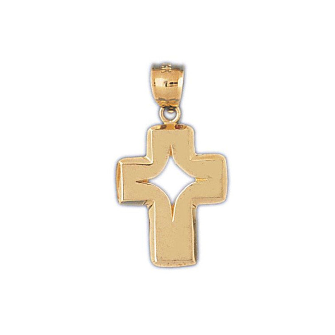 14k Solid Gold Cross Pendant Religious Pendant Necklace Charm - Etsy