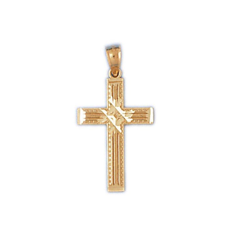 14k Solid Gold Cross Pendant Religious Pendant Necklace Charm | Etsy