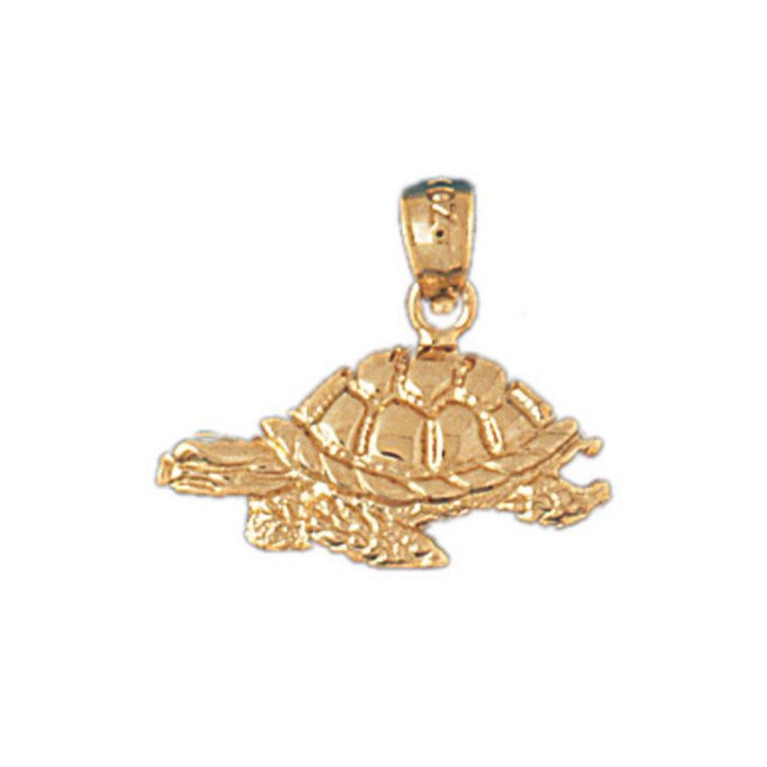 14k Solid Yellow Gold Turtle Pendant Nautical Charm Etsy