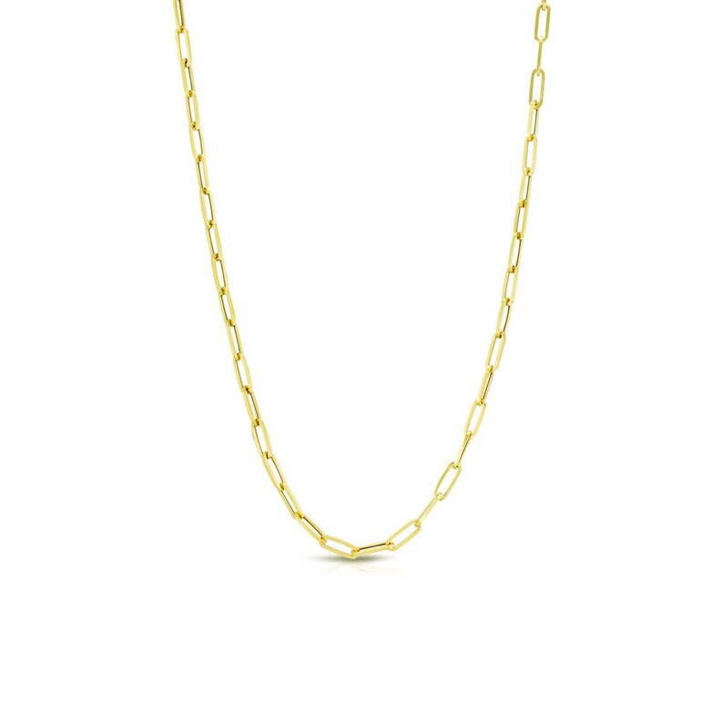 14K Gold Hollow Paper Clip Chain Necklace 4mm Anchor Chain Etsy