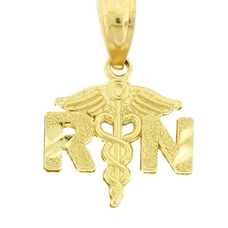 14k Solid Yellow Gold Caduceus Pendant Medical Doctor Nurse - Etsy UK