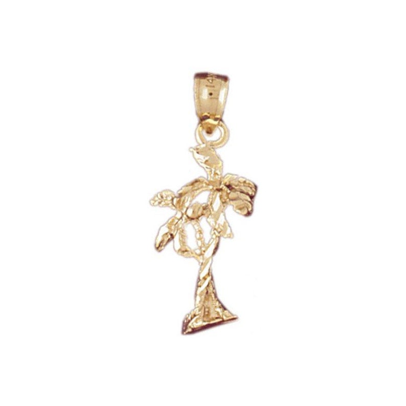 14k Yellow Gold Palm Tree Pendant Small Charm Gift