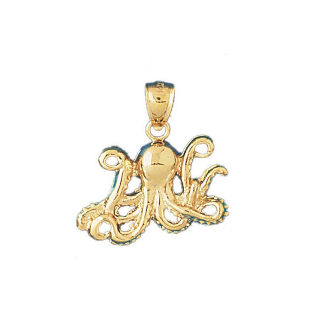 14k Solid Yellow Gold Octopus Nautical Charm Fish Pendant - Etsy