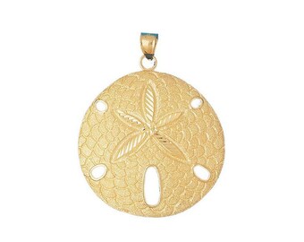 14k Yellow Gold Sand Dollar Pendant Nautical Charm - Etsy