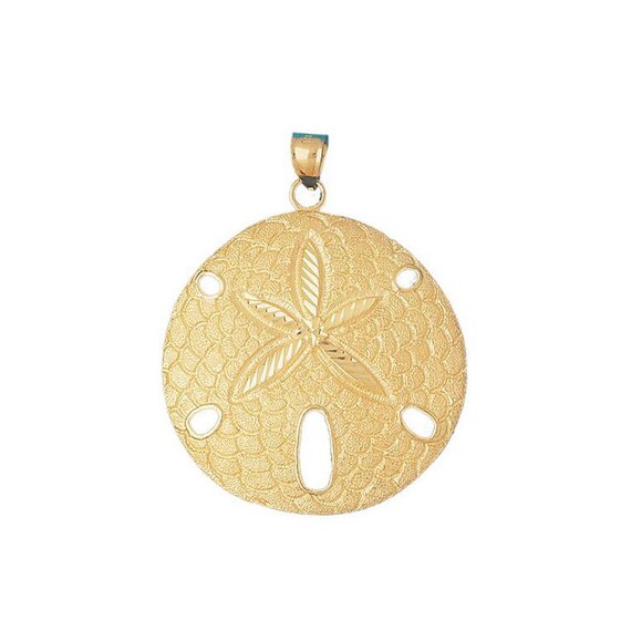 14k Yellow Gold Sand Dollar Pendant Nautical Charm