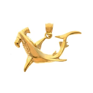 14k Gold Shark Pendant Nautical Charm