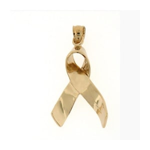 14k Solid Yellow Gold Pendant Medical Aids Awareness Ribbon Necklace Charm