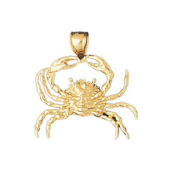 14k Solid Yellow Gold Crab Pendant Nautical Charm Etsy Canada