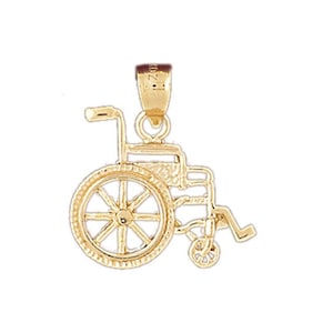 14k Solid Yellow Gold Pendant Medical Handicap Chair Necklace Charm