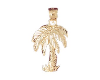 14k Gelb Gold Palme Anhänger Kleiner Charm Geschenk