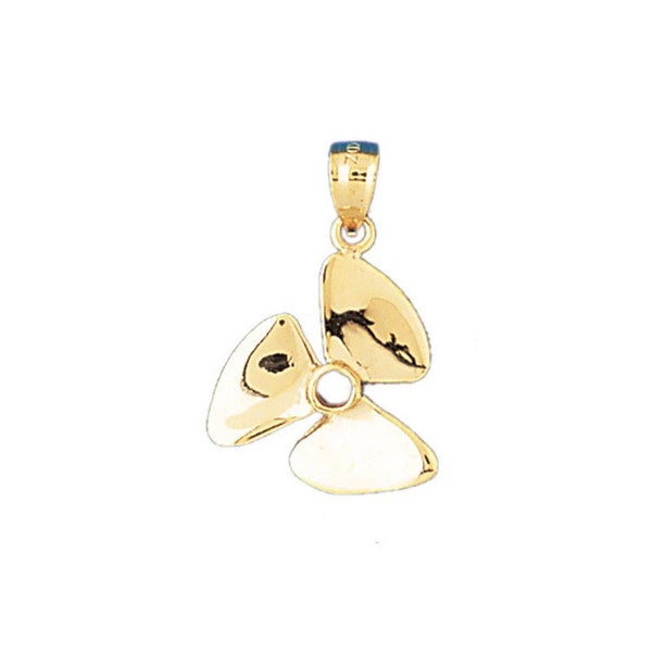 14k Solid Yellow Gold Gold Boat Propeller Charm Nautical Pendant Gift