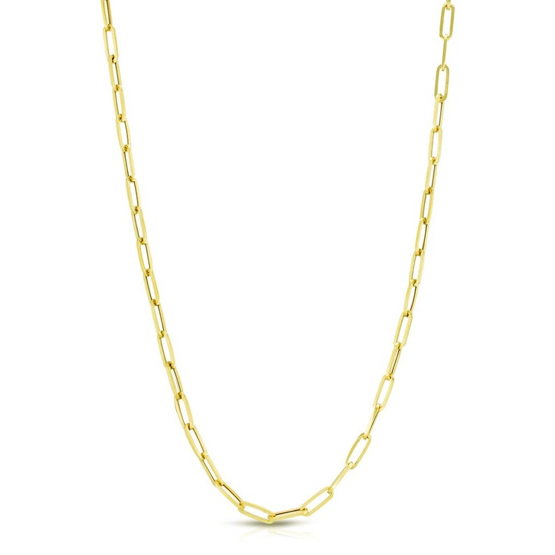 14K Gold Hollow Paper Clip Chain Necklace 4mm Anchor Chain Etsy