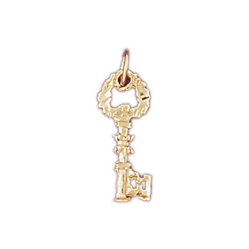 14k Solid Gold Key Pendant Charm Key to My Heart Love Etsy