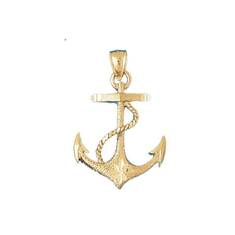 14k Solid Yellow Gold Anchor Charm Pendant Nautical Charm