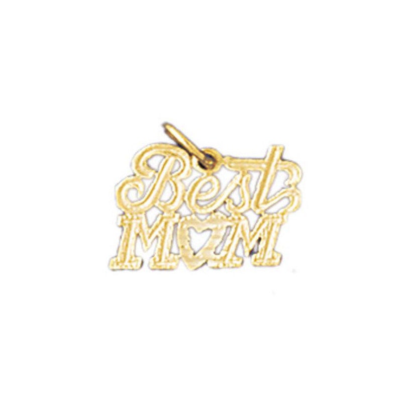 14k Gold Best Mom Pendant Birthday Gift Mothers Day Gift for Mom