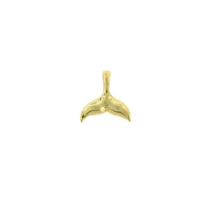 14k Solid Gold Whale Tail Pendant Nautical Charm