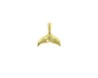 14k Solid Gold Whale Tail Pendant Nautical Charm