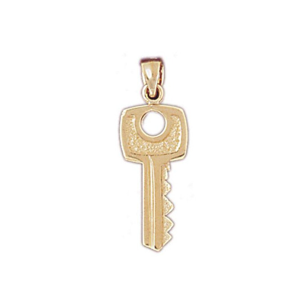 14k Solid Gold Key Pendant Charm Key to My Heart Love Necklace Charm Etsy