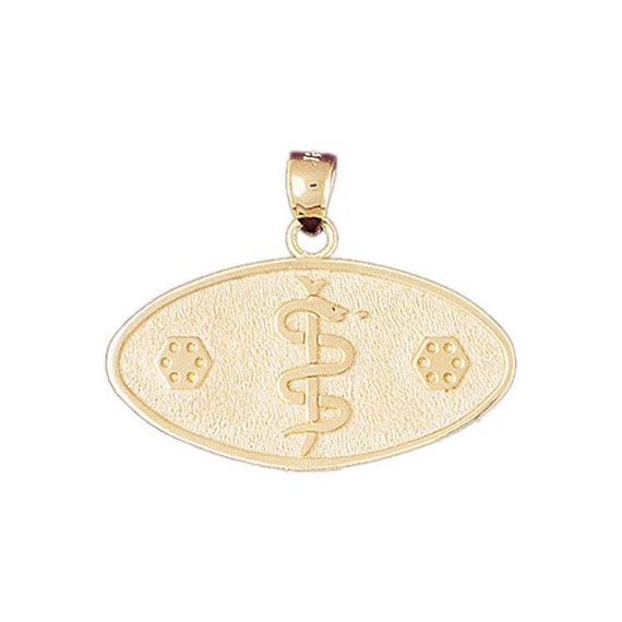 14k Solid Yellow Gold Pendant Medical Medal Necklace Charm