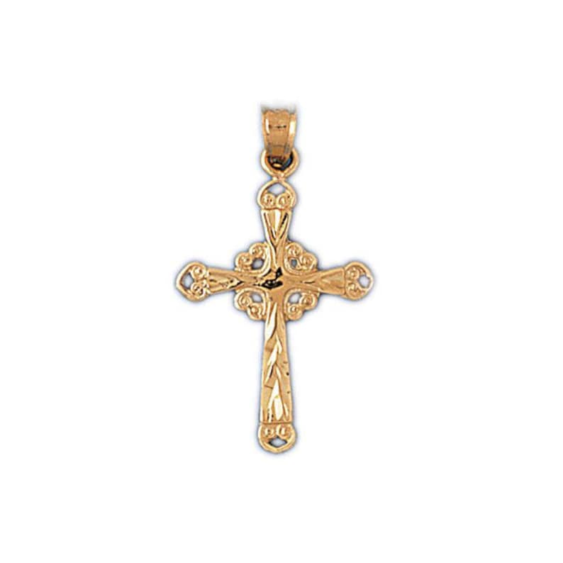 14k Solid Gold Cross Pendant Religious Pendant Necklace Charm