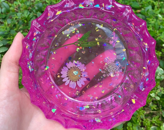 Resin Flower Bowl Flower Ash Tray Pink Tray Flower Decor Etsy