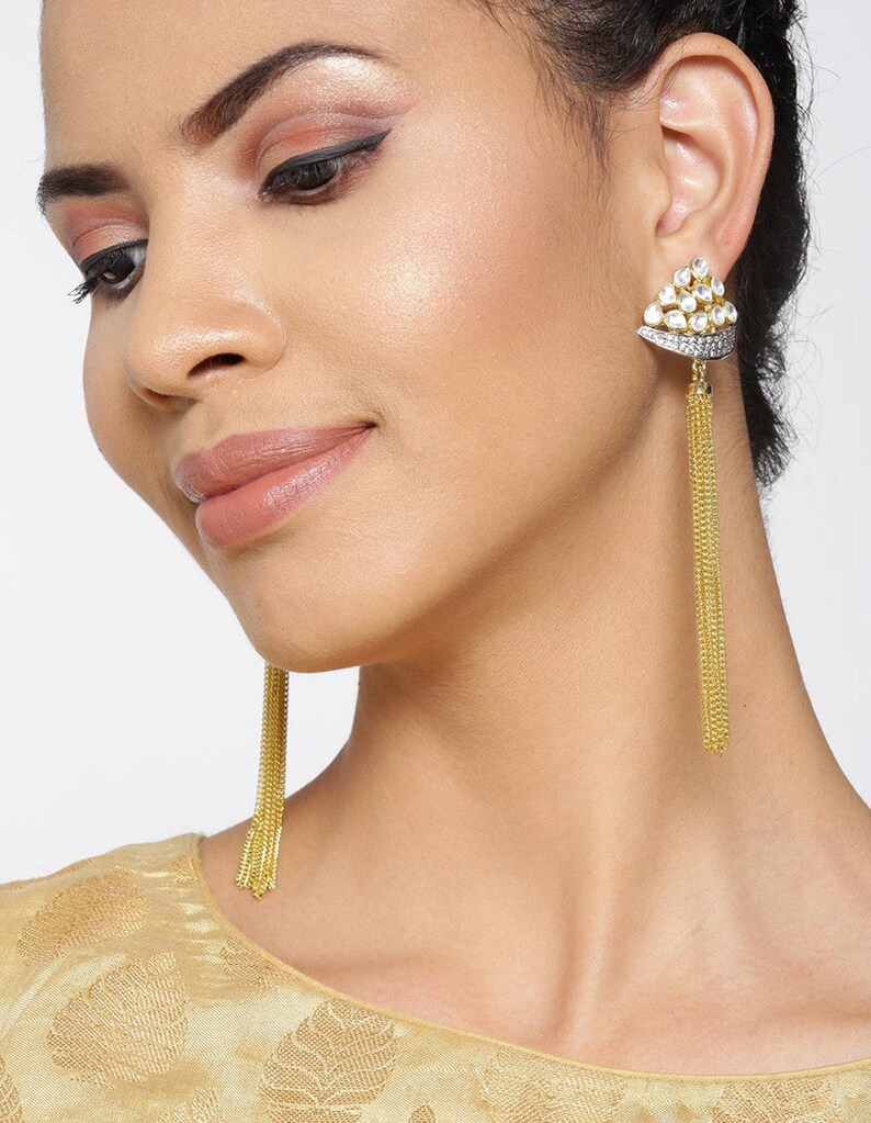 Kundan CZ EarringsCocktail EarringsStatement EarringsIndian JewelryCubic ZirconiaBollywood EarringsPakistani Earrings